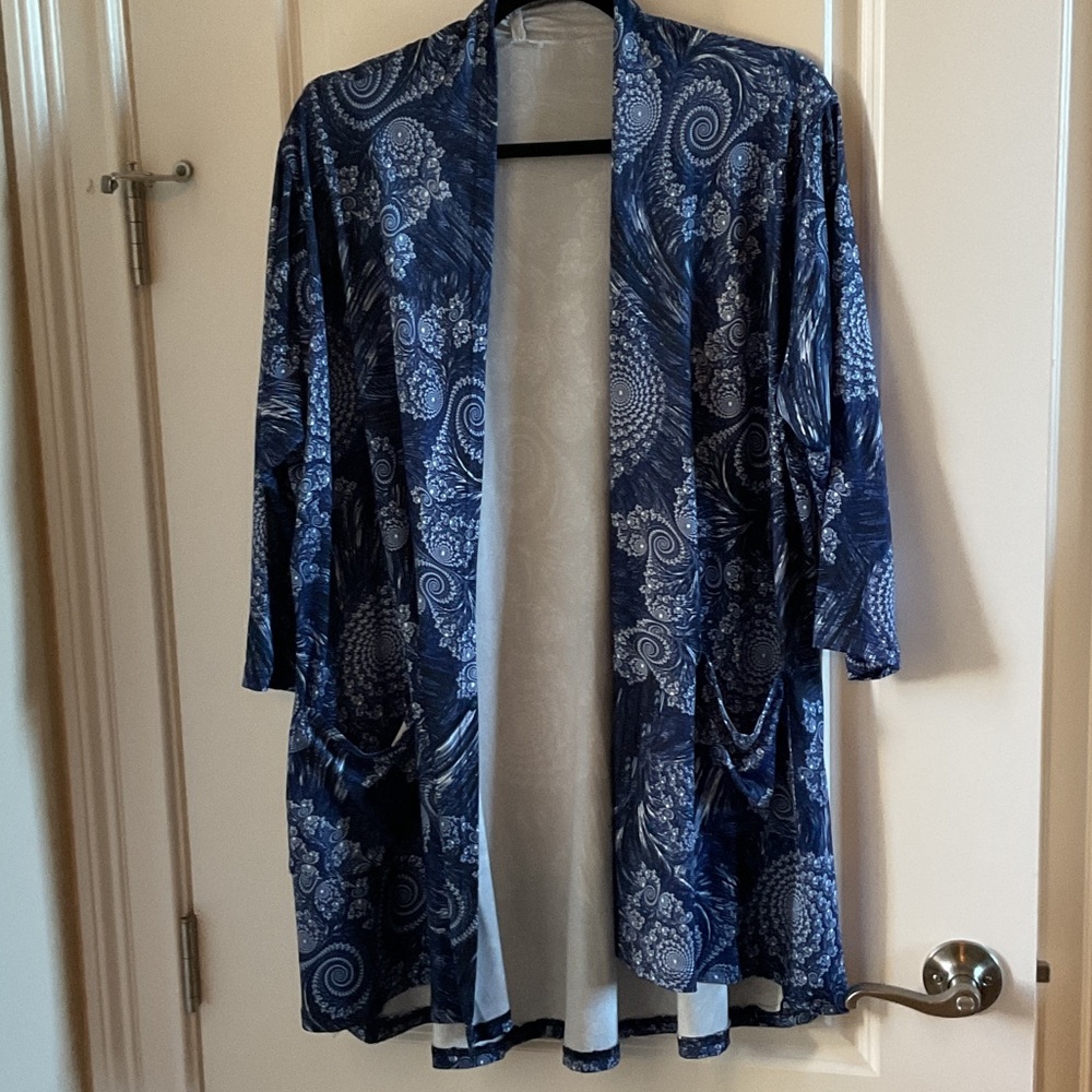 Blue and White Patterned light weight cardigan